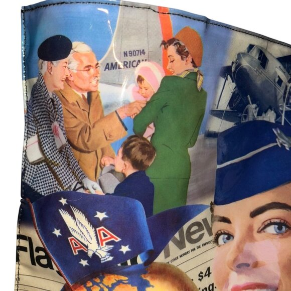 Vintage American Airlines Postcard Print 1960s images large tote bag purse - Picture 7 of 10